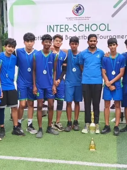 The Legacy School boys' team, coached by us, after securing the runner-up position at the Inter-School tournament.