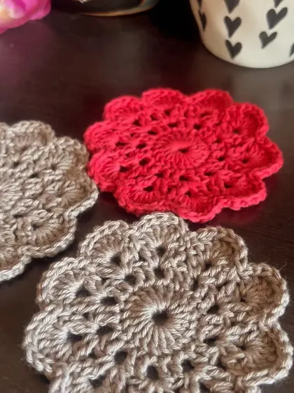 Another look at the popular red and grey mandala coaster set. They are perfect for gifting or for treating yourself to something special for your home.