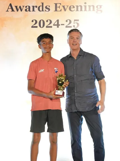 Shayaan from our U13 team, recognized as the Best Goalkeeper. His performance between the posts was crucial for the team's success.