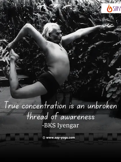 "True concentration is an unbroken thread of awareness." Another piece of wisdom from B.K.S. Iyengar, reminding us that mindfulness is the key to inner peace.