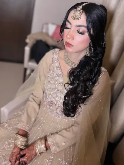 Another angle of this serene and beautiful look. The focus is on clean, flawless skin and soft features.