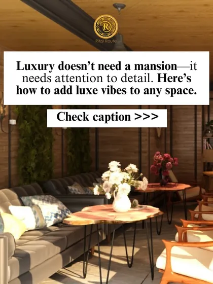 Luxury doesn't need a mansion. This image of a cozy, rustic cafe-style interior is paired with tips on how to add luxe vibes to any space through textures, lighting, and decor.