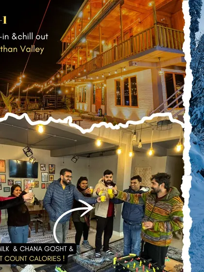 Cheers to new friends and warm welcomes in Tirthan Valley. Our stays are more than just a place to sleep; they are cozy hubs for chilling out and making connections.