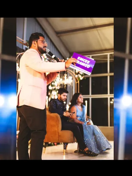 I always tell my couples to just relax and have a good time. Here I am with the bride and groom, running a fun game for them.