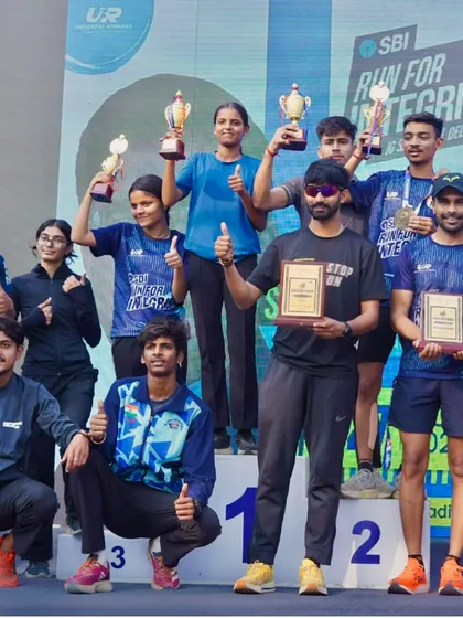 On the podium with all the winners of the SBI Run for Integrity. I am proud to be an ambassador for events that promote positive values through sport.