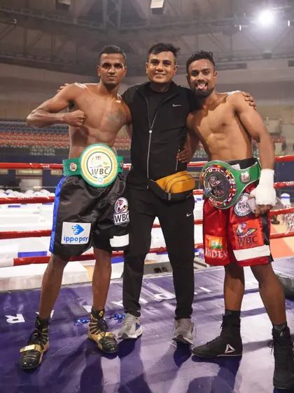 One with the champions. Here I am with the current WBC India and Asian title holders. I'm super proud of these fighters who are making India proud in professional boxing.