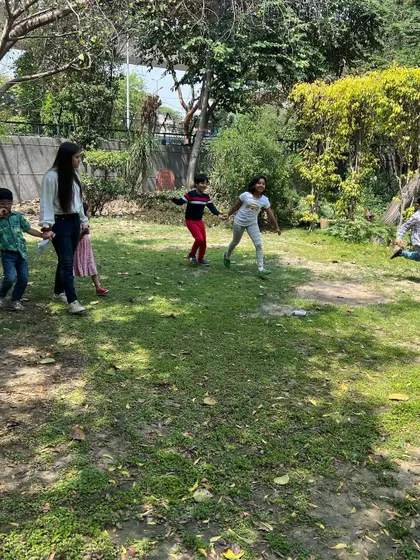 Taking the fun outdoors! Our spring camp includes outdoor games and activities to make the most of the beautiful weather.