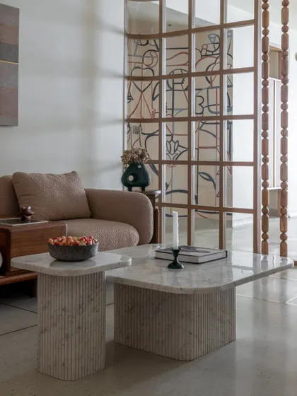 The mural as seen from the living area, creating a sense of depth and artistic continuity.