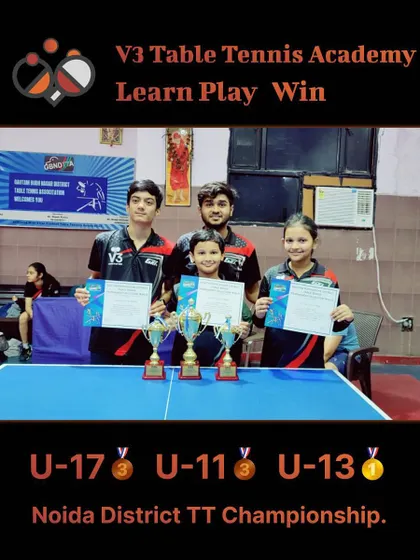 Celebrating our winners from the Noida District TT Championship. We secured medals in the U-17, U-11, and U-13 categories, a fantastic achievement for the academy.
