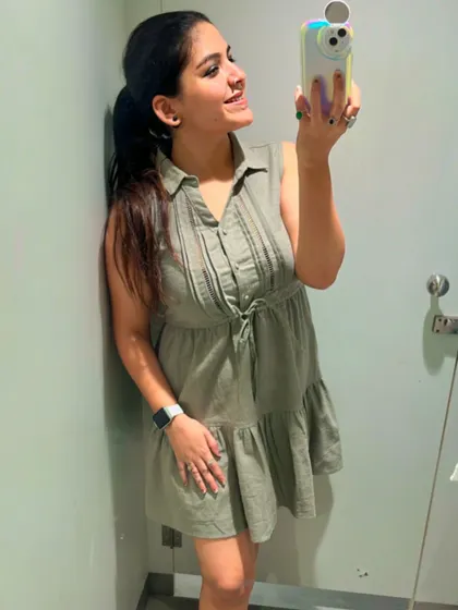 Another great summer dress from Zudio. This olive green sleeveless dress is made of comfortable cotton and is a great option for a casual, everyday look.