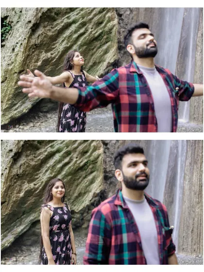 Candid shots of the couple enjoying the freedom and beauty of nature, with arms outstretched towards the sky.
