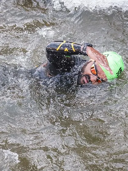 The swim leg of an Ironman can be challenging, especially in cold water. We help our athletes prepare mentally and physically for all conditions they might face.
