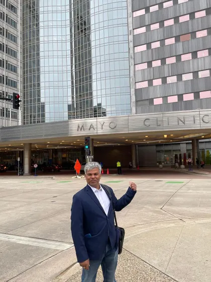 Outside the iconic Mayo Clinic building. This visit was a pilgrimage for me, reaffirming my commitment to excellence, patient-first care, and continuous learning.