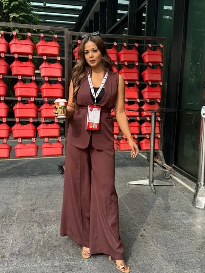A confident pose before heading in to host the India D2C Summit for the second consecutive year.