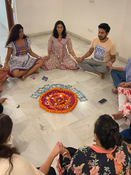 Community and collaboration are at the core of all we do. Here, our circle holds hands, sharing energy and creating a powerful container for healing and connection.
