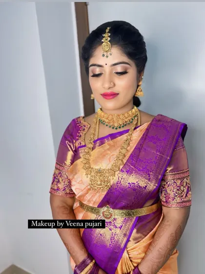 Another shot of Sahana's flawless makeup for the naming ceremony.