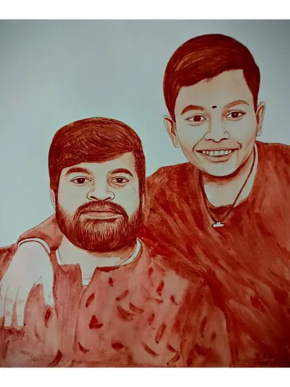 A blood portrait of two brothers, capturing a moment of connection and friendship.