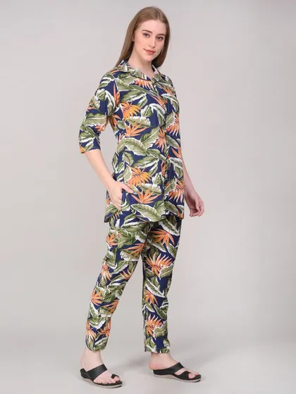 A three-quarter view of the loungewear set, with the model's hand in the pocket to demonstrate the garment's functional features.