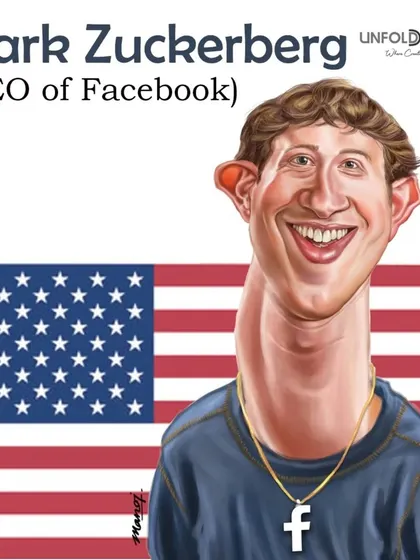 A caricature of Facebook's CEO, Mark Zuckerberg.