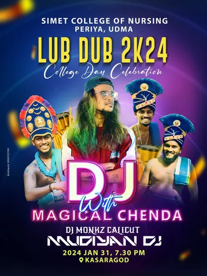 The poster for the "Lub Dub 2K24" college day celebration at SIMET College of Nursing.