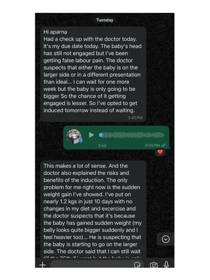 Here you can see the real-time conversation. She reached out to me, feeling torn and looking for support. My role is to listen and provide a safe space to explore her options.