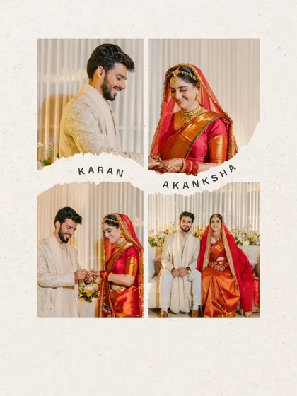 A scrapbook-style collage of the wedding ceremony. This artistic layout tells the story of their union in a unique and personal way.