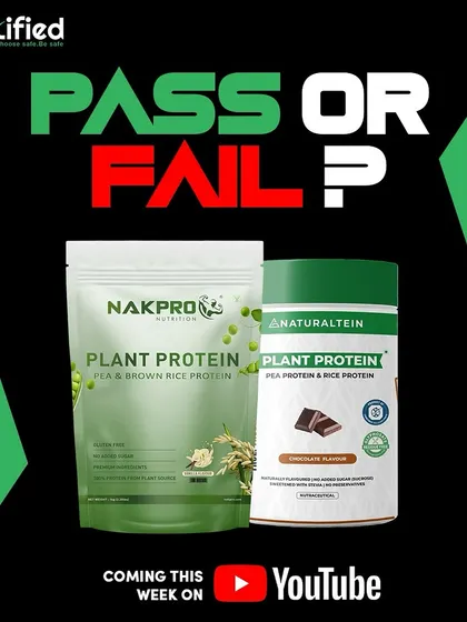 Nakpro vs Naturaltein Plant Protein. A promotional image for an upcoming comparison video of two plant-based proteins.