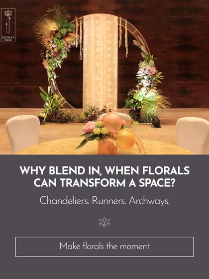 Why blend in when florals can transform a space? This circular archway, adorned with flowers and lights, becomes the focal point of the room. You will learn how to create statement pieces like chandeliers, runners, and archways.