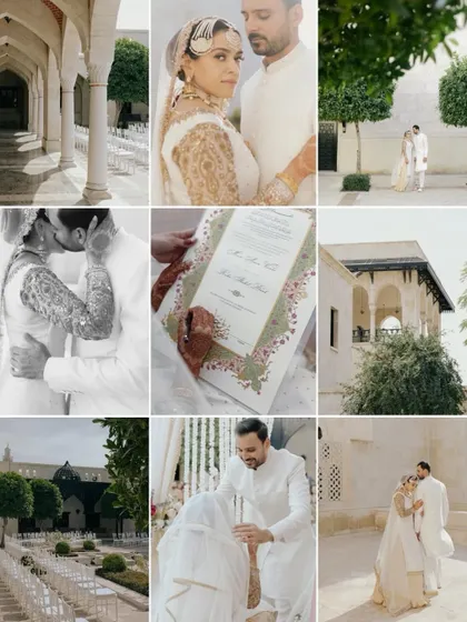 A comprehensive 9-grid collage of Moin and Roha's Nikah ceremony, telling the story of the day through a series of beautifully curated moments.