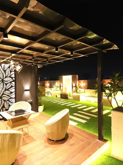 Another view of the main pergola in Sushant Lok, showcasing the beautiful interplay of light and shadow.