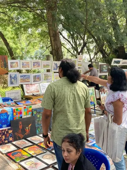 Interacting with potential customers and talking about my work.