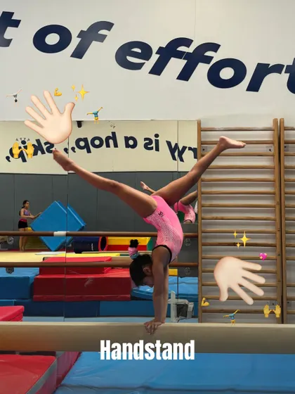 Can you guess the skill? This handstand on the beam requires exceptional strength and balance. It's a perfect example of how our gymnasts progress to advanced skills on different apparatus.