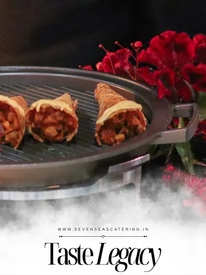 "Taste Legacy." This graphic showcases our savory cones, presented with a dramatic smoky effect. It speaks to our long history of creating innovative and memorable culinary experiences.