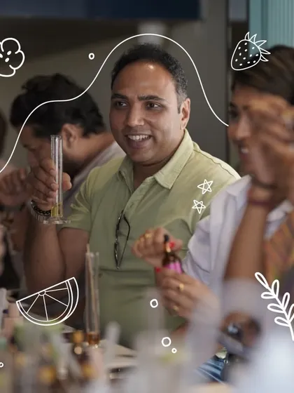 The joy of creating something truly personal. Participants in our perfume making workshop are all smiles as they explore different aromatic combinations.