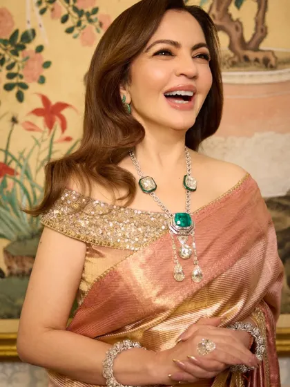 A true pinch-me moment creating nails for Mrs. Nita Ambani for the pink ball. The design was custom-made to complement her exquisite Manish Malhotra saree and stunning jewelry.