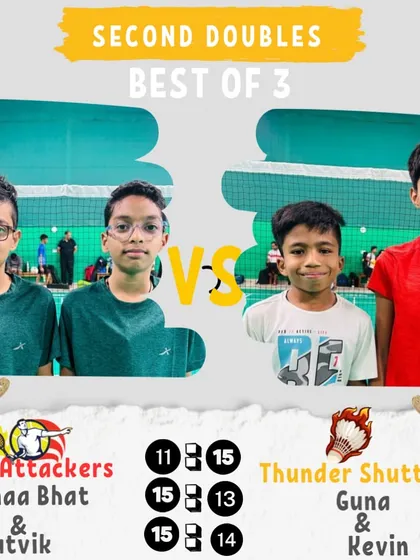 A Second Doubles match from Day 4. The Ace Attackers clinch the win in a tight three-setter.