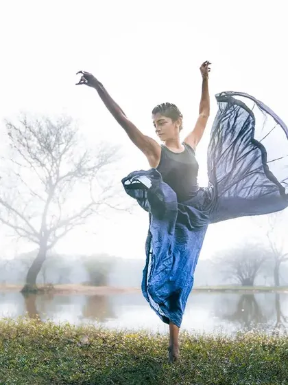 Movement is my art. This was from a beautiful photoshoot where I got to just explore expressive dance in nature. It’s not always about a prop, but about how your body can tell a story.