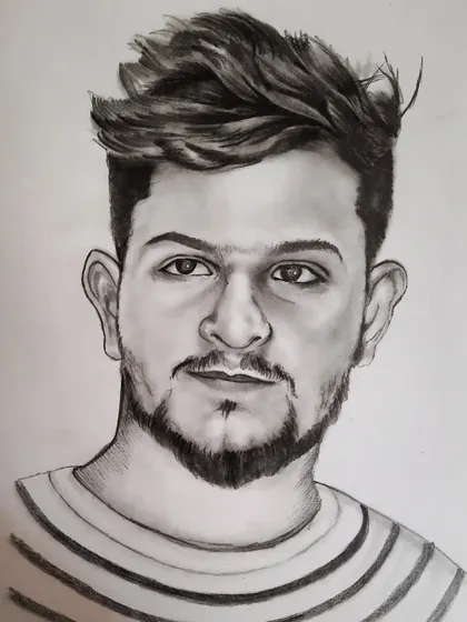 This is a graphite pencil portrait of a young man on A4 paper. I worked on capturing a realistic look, focusing on the hair texture and the shading on his face to give it depth.