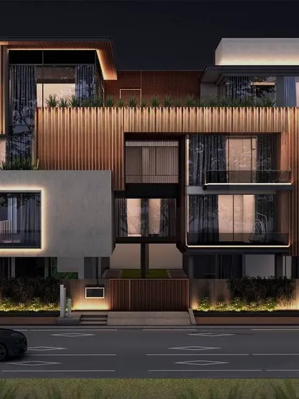 This architectural lighting simulation demonstrates our approach to complex, multi-material facades. The design for this building by Cityspace'82 Architects uses light to distinguish between the wood, metal, and concrete elements, creating depth and visual interest.
