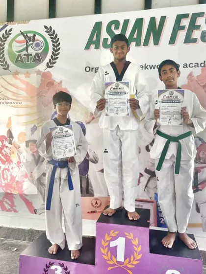 Our students dominating the podium at the Asian Fest Taekwondo Championship.