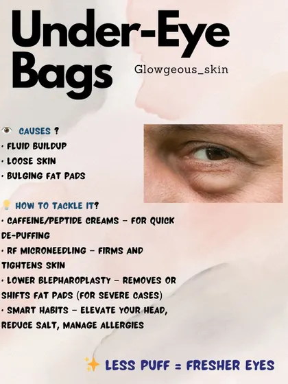 Under-eye bags are often caused by fluid buildup, loose skin, or bulging fat pads. While creams with caffeine can help temporarily de-puff, I use treatments like RF microneedling to firm and tighten the skin for more significant and lasting improvement.