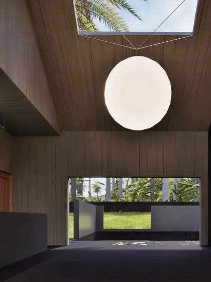 This series of renders explores the artist's residence, inspired by traditional Indian courtyard homes ('thotti mane'). The design features a concrete shell, an open-to-sky courtyard, and an agarbatti niche, fusing modern form with sensory, traditional details that connect the space to both culture and nature.