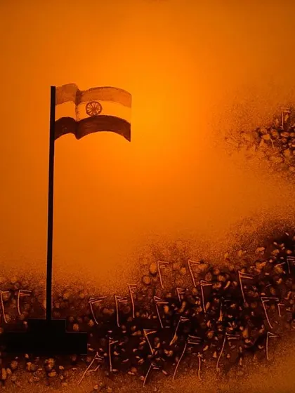 With grains of sand, I depicted the unfurling of our Tiranga, a symbol of India's strength and unity. This piece is a tribute to our nation and the spirit of 'Har Ghar Tiranga' during our Independence Day celebrations.