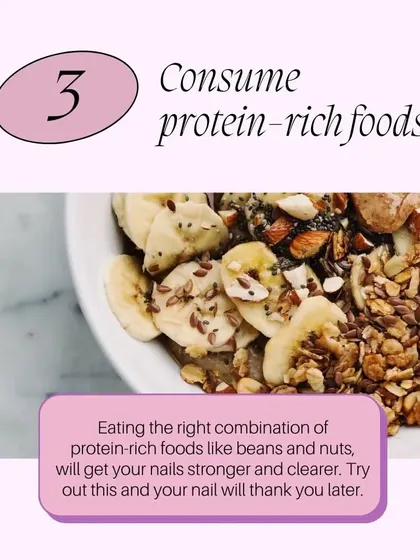 Did you know your diet affects your nail health? This tip explains that consuming protein-rich foods like beans and nuts can help you get stronger and clearer nails.