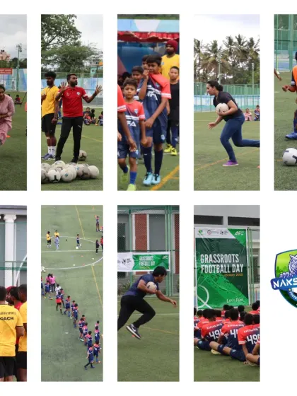 A collage reliving the amazing AFC Grassroots Football Day at our academy. It was a fantastic day of fun, games, and community.