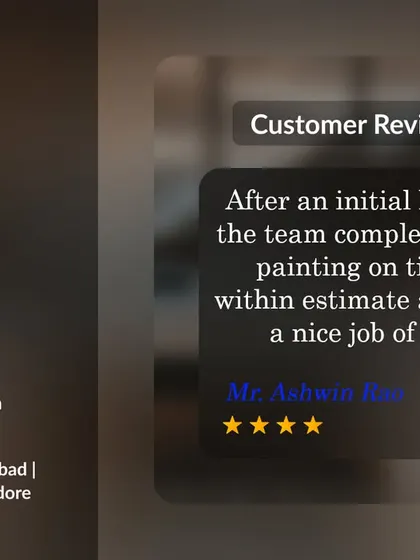 We received a 4-star review for a project involving interior painting, enamel painting, and waterproofing. Even after an initial hiccup, our team ensured the work was completed on time and to the client's satisfaction.