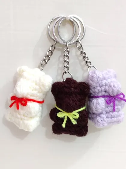 The gummy bear keychains attached and ready to go.