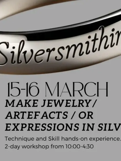 Make your own jewelry, artifacts, or expressions in silver. This graphic highlights the creative possibilities in our hands-on, two-day silversmithing course.