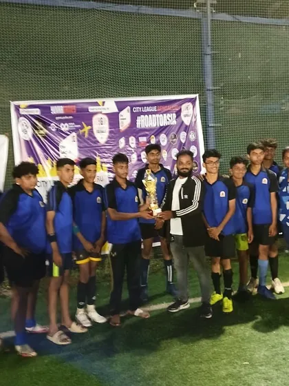 Our player Deepith and his school team celebrating their runner-up finish at the City League Football Tournament. We are proud to see our players lead and succeed.
