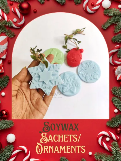 More of my Christmas soy wax sachets, including a beautiful star-shaped design, perfect for holiday decorating.